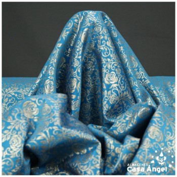 BROCADO TURQUESA CON FILIGRANAS Y FLORES SERIE ZAHIR 150cm