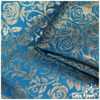 BROCADO TURQUESA CON FILIGRANAS Y FLORES SERIE ZAHIR 150cm