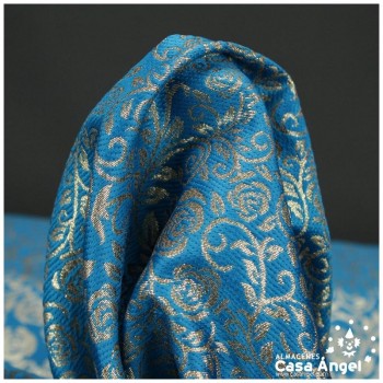 BROCADO TURQUESA CON FILIGRANAS Y FLORES SERIE ZAHIR 150cm