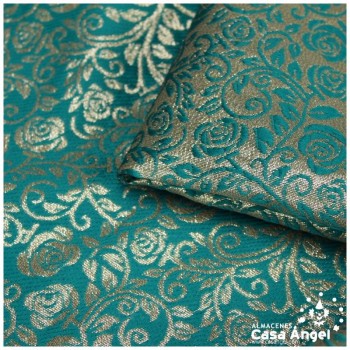 BROCADO VERDE CON FILIGRANAS Y FLORES SERIE ZAHIR 150cm