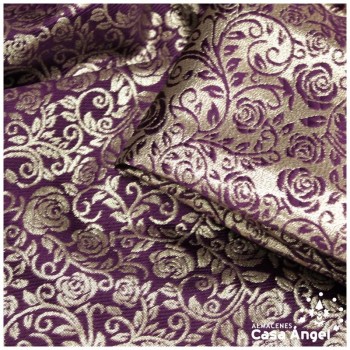 BROCADO MORADO CON FILIGRANAS Y FLORES SERIE ZAHIR 150cm