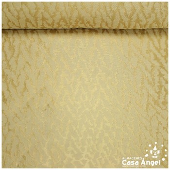 JACQUARD ANIMAL PRINT FELINO EN BEIGE Y ORO SERIE KAPLÁN 135cm