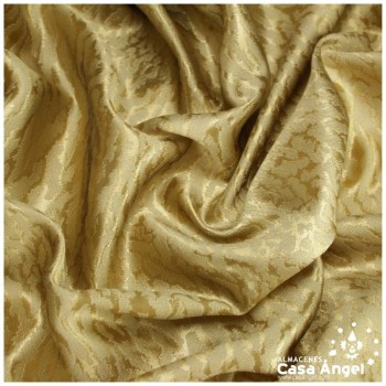 JACQUARD ANIMAL PRINT FELINO EN BEIGE Y ORO SERIE KAPLÁN 135cm
