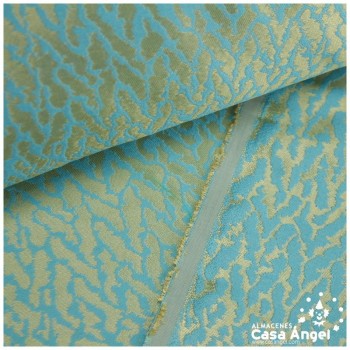 JACQUARD ANIMAL PRINT FELINO EN CIELO Y ORO SERIE KAPLÁN 135cm