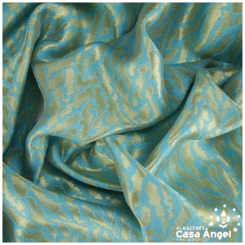 JACQUARD ANIMAL PRINT FELINO EN CIELO Y ORO SERIE KAPLÁN 135cm