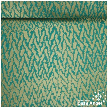JACQUARD ANIMAL PRINT FELINO EN VERDE Y ORO SERIE KAPLÁN 135cm