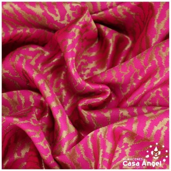 JACQUARD ANIMAL PRINT FELINO EN FUCSIA Y ORO SERIE KAPLÁN 135cm
