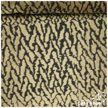 JACQUARD ANIMAL PRINT FELINO EN NEGRO Y ORO SERIE KAPLÁN 135cm