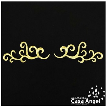 APLICACIÓN TERMOADHESIVA BORDADA EN HILO DE COLORES ORO Y NEGRO 7x16cm BOLSA 2uds
