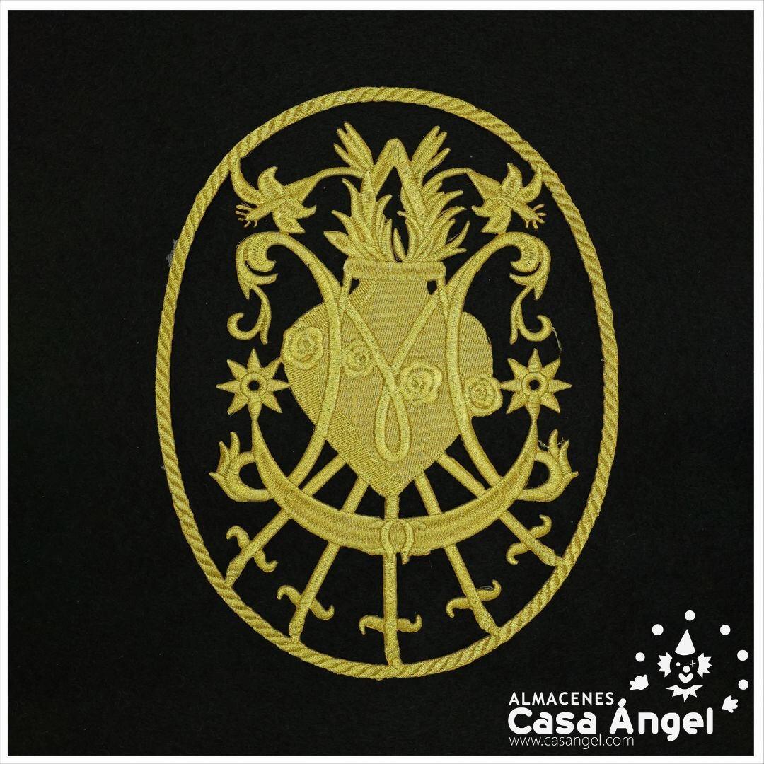 APLICACIÓN ECLESIÁSTICA BORDADA OVALADA CORAZÓN ORO 24x19cm