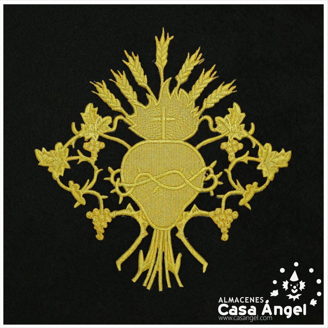 APLICACIÓN ECLESIÁSTICA SAGRADO CORAZÓN BORDADO ORO 20x19,5cm