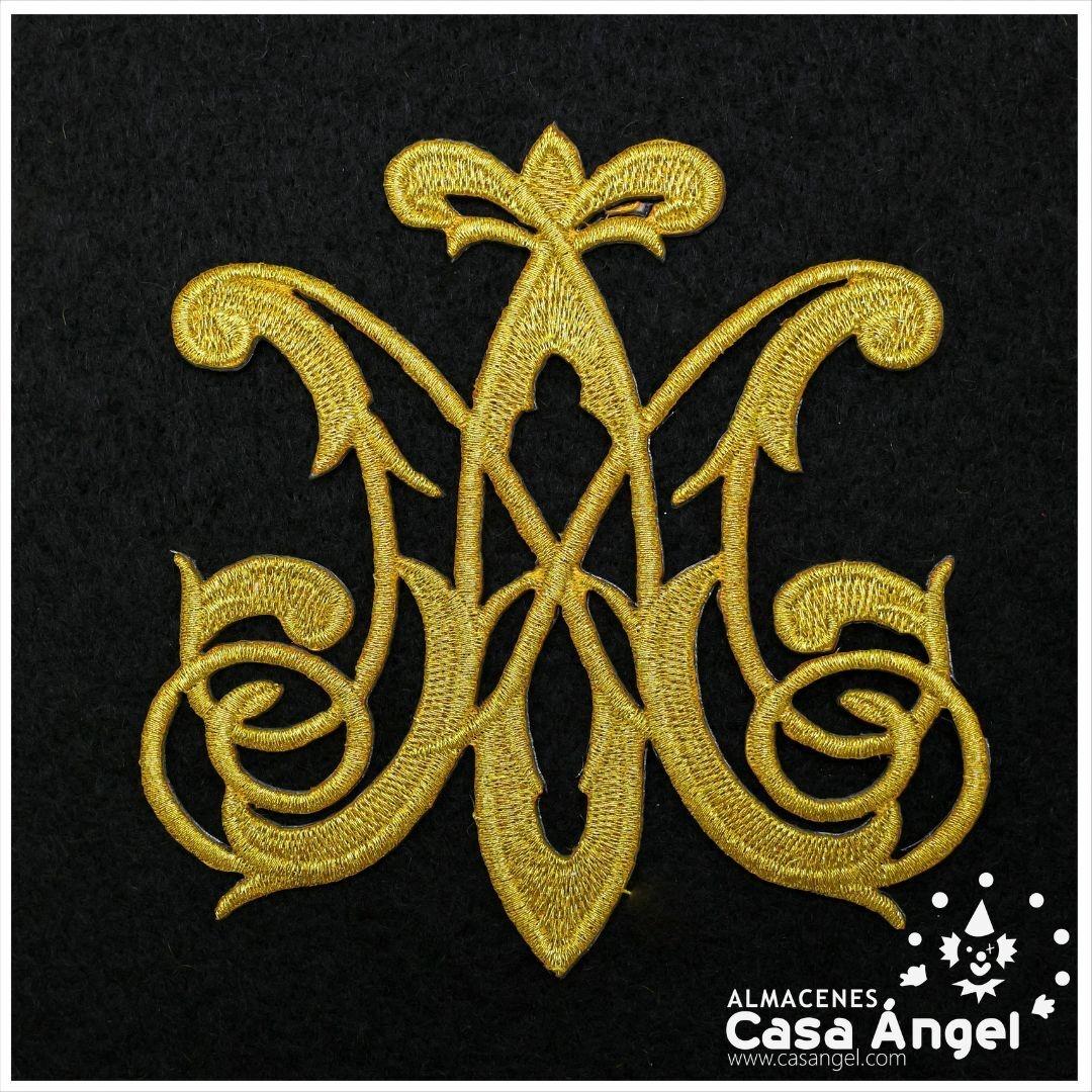 APLICACIÓN ECLESIÁSTICA BORDADA INICIAL M ORO 10x10cm