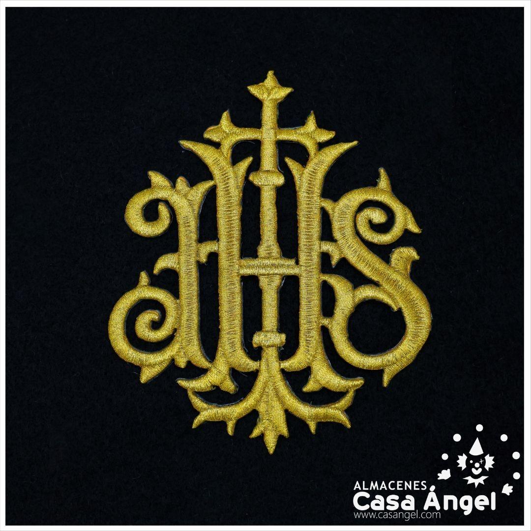 APLICACIÓN BORDADA MONOGRAMA IHS HILO ORO 12,5x10,5cm