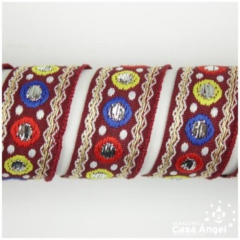 CINTAS JACQUARD TAPACOSTURAS CÍRCULOS MULTICOLOR 20mm