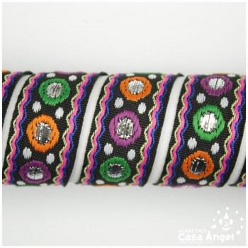 CINTAS JACQUARD TAPACOSTURAS CÍRCULOS MULTICOLOR 20mm