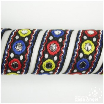 CINTAS JACQUARD TAPACOSTURAS CÍRCULOS MULTICOLOR 20mm