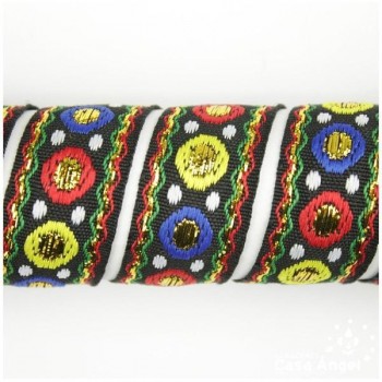 CINTAS JACQUARD TAPACOSTURAS CÍRCULOS MULTICOLOR 20mm