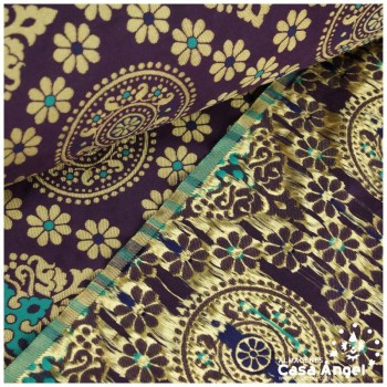 BROCADO MORADO MANDALA Y ROMBOS ORIENTALES SERIE MOGOL 150cm