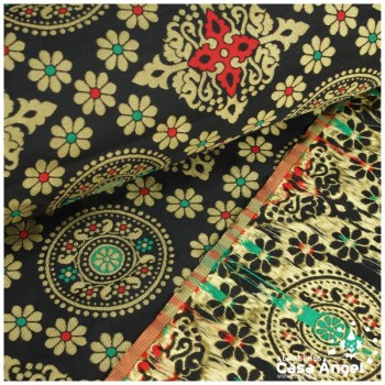 BROCADO NEGRO MANDALA Y ROMBOS ORIENTALES SERIE MOGOL 150cm