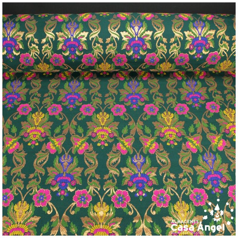 BROCADO ECLÉCTICO VERDE CON MOTIVO VICTORIANO DE FLORES SERIE ZATE 150cm