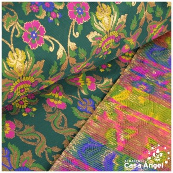 BROCADO ECLÉCTICO VERDE CON MOTIVO VICTORIANO DE FLORES SERIE ZATE 150cm