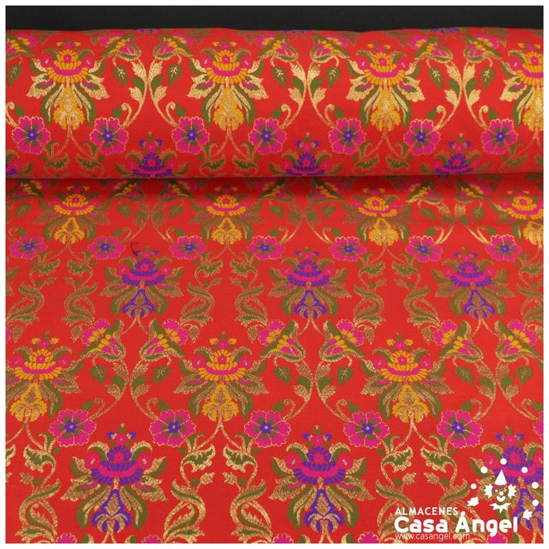 BROCADO ECLÉCTICO ROJO CON MOTIVO VICTORIANO DE FLORES SERIE ZATE 150cm