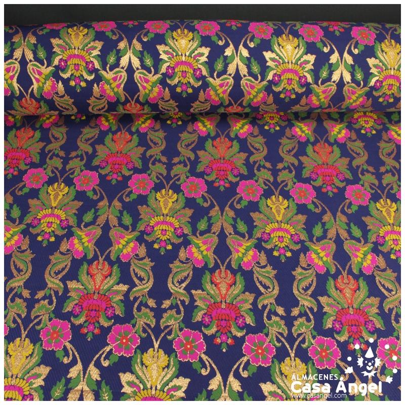 BROCADO ECLÉCTICO AZUL MARINO CON MOTIVO VICTORIANO DE FLORES SERIE ZATE 150cm