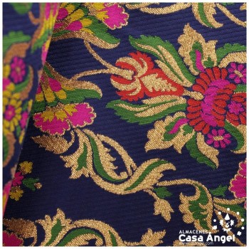 BROCADO ECLÉCTICO AZUL MARINO CON MOTIVO VICTORIANO DE FLORES SERIE ZATE 150cm