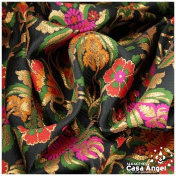 BROCADO ECLÉCTICO NEGRO CON MOTIVO VICTORIANO DE FLORES SERIE ZATE 150cm