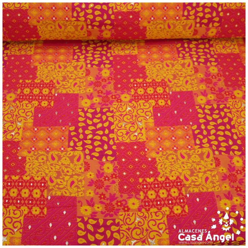BROCADO PATCHWORK NARANJA SERIE KIRUTO 150cm