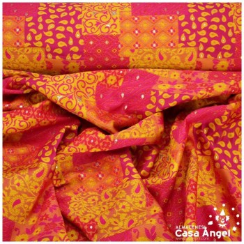 BROCADO PATCHWORK NARANJA SERIE KIRUTO 150cm