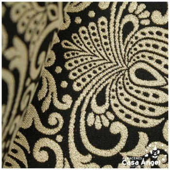 TEJIDO BROCADO NEGRO Y ORO ALTAMIRA POLIÉSTER 280cm