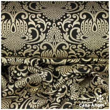 TEJIDO BROCADO NEGRO Y ORO ALTAMIRA POLIÉSTER 280cm
