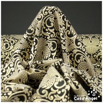 TEJIDO BROCADO NEGRO Y ORO ALTAMIRA POLIÉSTER 280cm