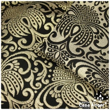 TEJIDO BROCADO NEGRO Y ORO ALTAMIRA POLIÉSTER 280cm