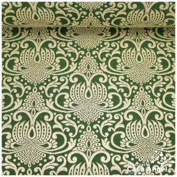 TEJIDO BROCADO VERDE BOTELLA Y ORO ALTAMIRA POLIÉSTER 280cm