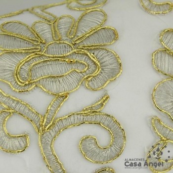 PASAMANERÍA BORDADA FLORES HILO METALIZADO 5cm