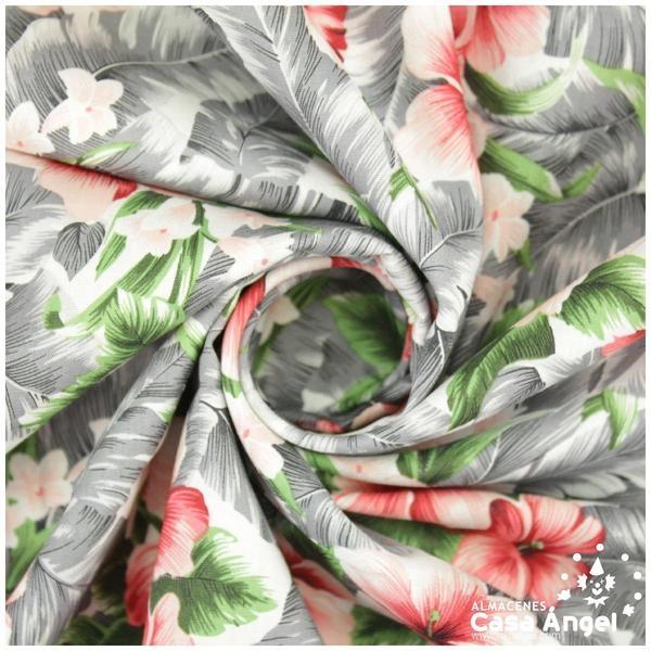 POPELÍN DE ALGODÓN CON FLORES CENIZASERIE YUANZI 150cm