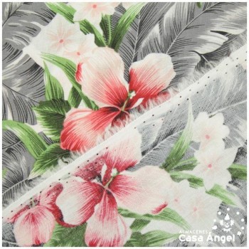 POPELÍN DE ALGODÓN CON FLORES CENIZASERIE YUANZI 150cm