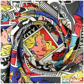 STRETCH CON ESTAMPADO CON VIÑETAS DE CÓMIC MULTICOLOR 150cm