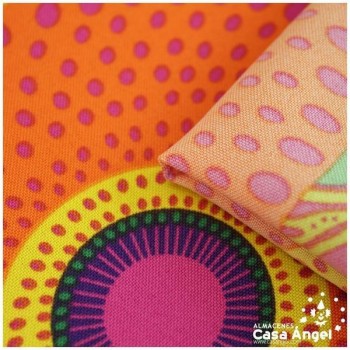 STRETCH CON ESTAMPADO ÉTNICO EN TONOS DE NARANJA 150cm