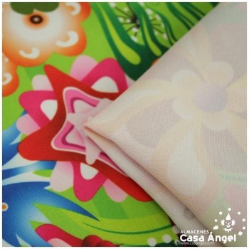 STRETCH CON ESTAMPADO DE FLORES EN TONOS TROPICALES 150cm
