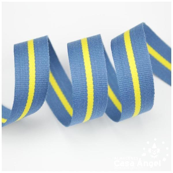 CINTA DE BANDERA DE PAÍSES FRANJAS AZUL Y AMARILLO15mm