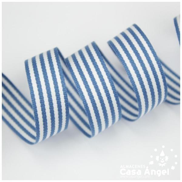 CINTA DE BANDERA DE PAÍSES FRANJAS FINAS AZUL CLARO Y BLANCO 15mm