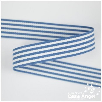 CINTA DE BANDERA DE PAÍSES FRANJAS FINAS AZUL CLARO Y BLANCO 15mm