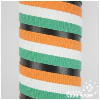 CINTA DE BANDERA DE PAÍSES FRANJAS VERDE BLANCO Y NARANJA 15mm