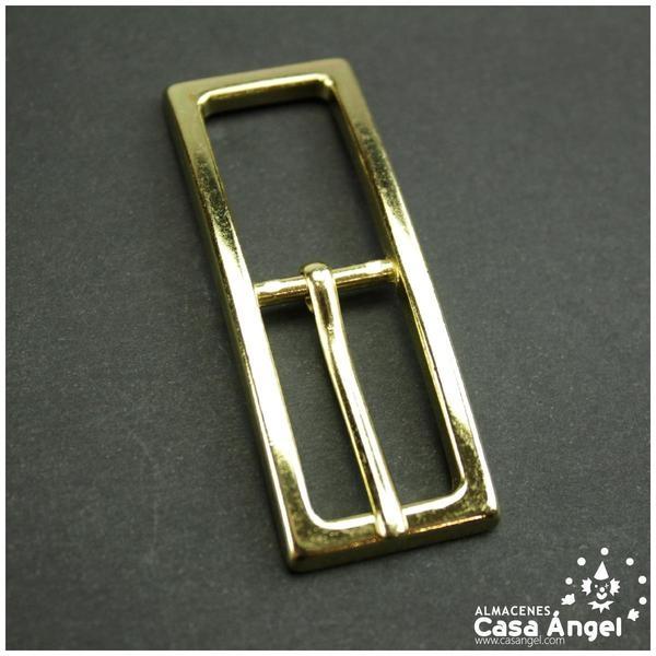 HEBILLA METÁLICA RECTÁNGULO LARGO DORADA 64x24mm