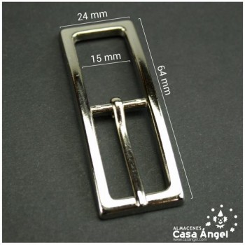 HEBILLA METÁLICA RECTÁNGULO LARGO PLATEADA 64x24mm