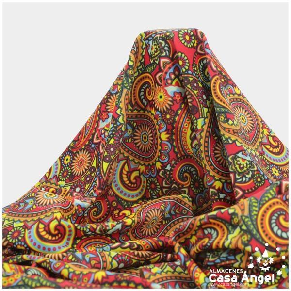 LYCRA ROJA  ESTAMPADA CACHEMIR 150cm