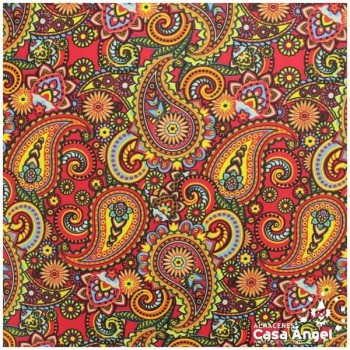 LYCRA ROJA  ESTAMPADA CACHEMIR 150cm